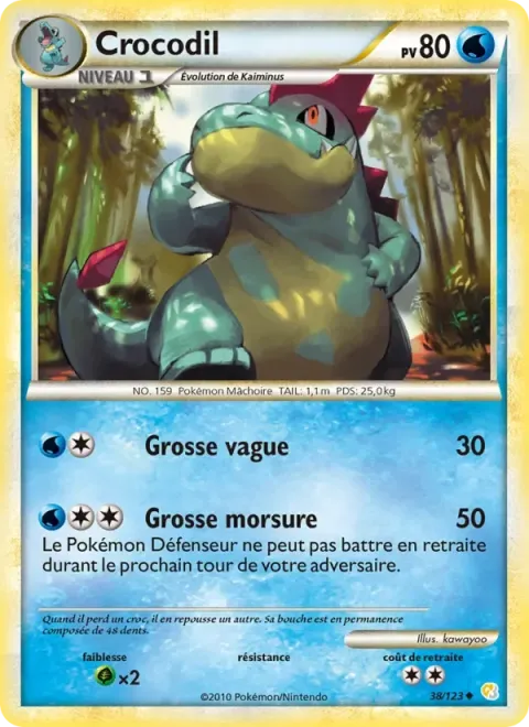 Carte Pokémon Crocodil 038/123, extension HeartGold SoulSilver