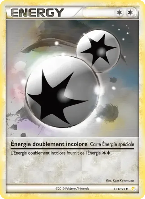 Carte Pokémon Énergie doublement incolore 103/123, extension HeartGold SoulSilver