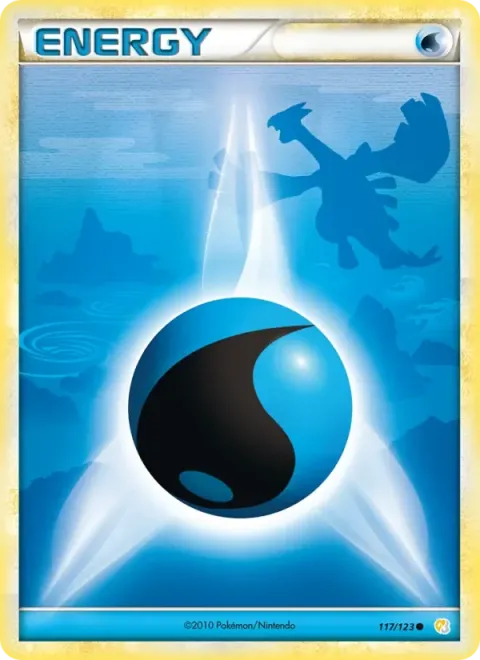 Carte Pokémon Énergie Eau 117/123, extension HeartGold SoulSilver