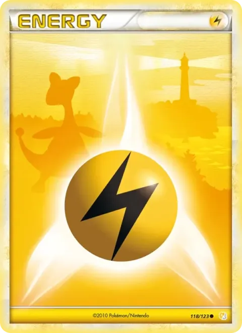 Carte Pokémon Énergie Électrique 118/123, extension HeartGold SoulSilver