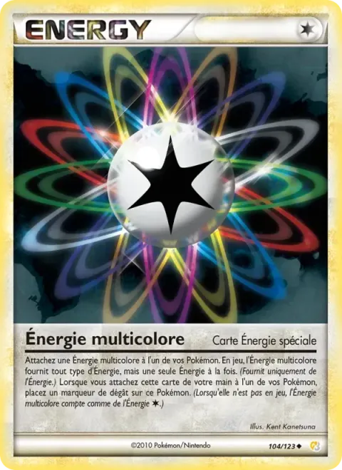 Carte Pokémon Énergie multicolore 104/123, extension HeartGold SoulSilver