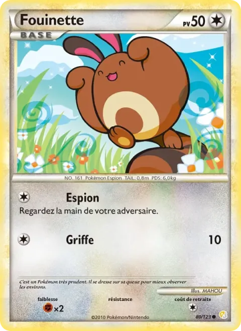 Carte Pokémon Fouinette 080/123, extension HeartGold SoulSilver