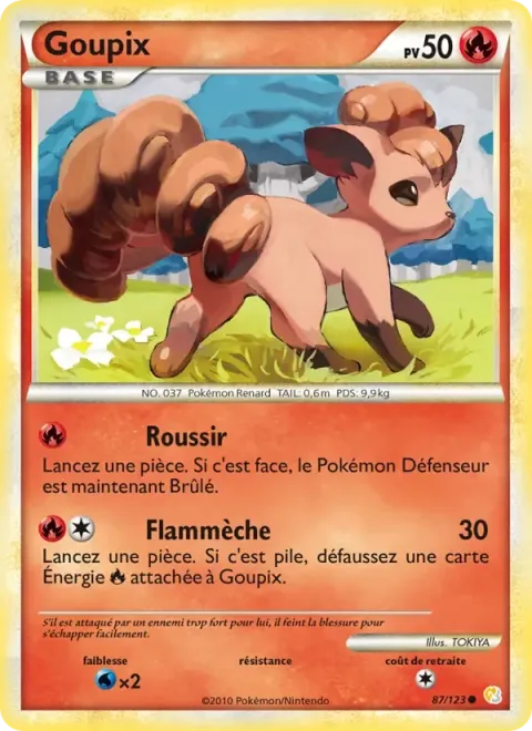Carte Pokémon Goupix 087/123, extension HeartGold SoulSilver