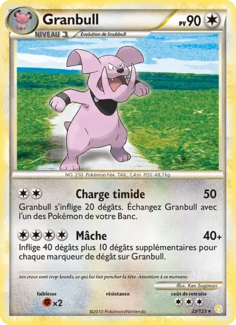 Carte Pokémon Granbull 022/123, extension HeartGold SoulSilver