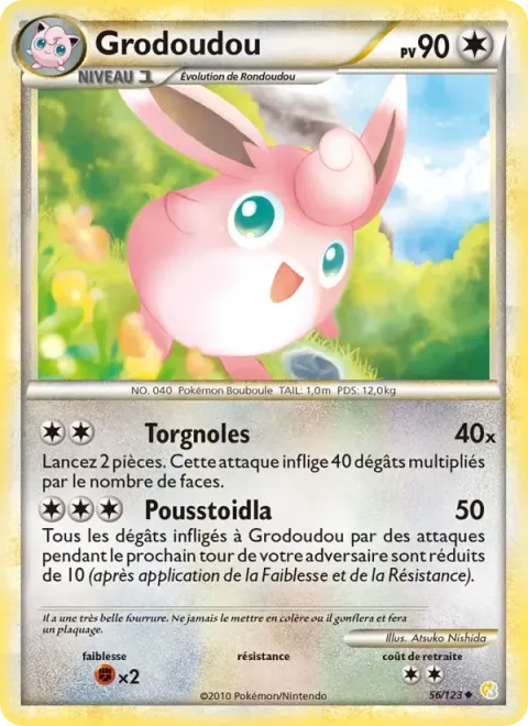 Carte Pokémon Grodoudou 056/123, extension HeartGold SoulSilver
