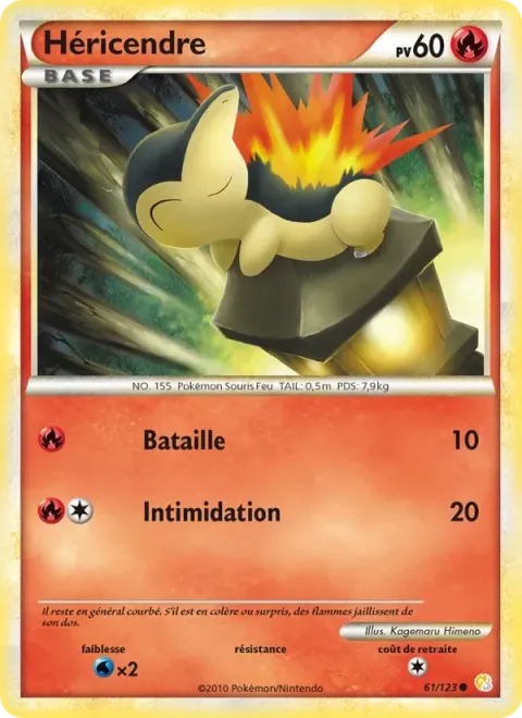 Carte Pokémon Héricendre 061/123, extension HeartGold SoulSilver