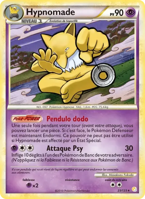Carte Pokémon Hypnomade 023/123, extension HeartGold SoulSilver