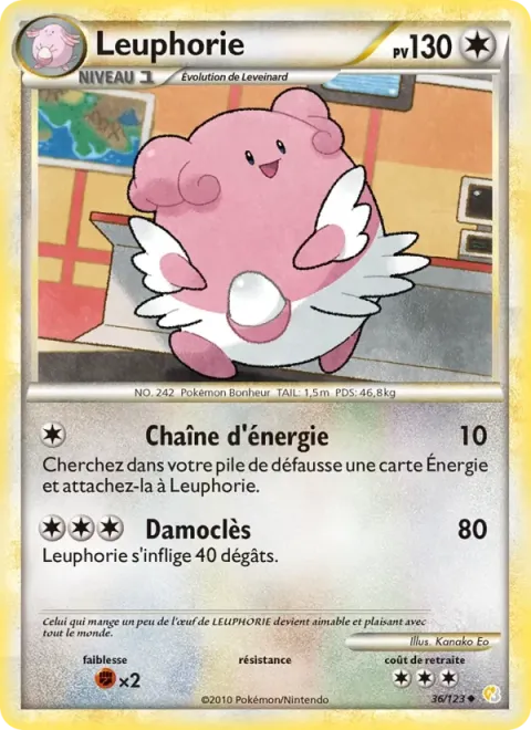 Carte Pokémon Leuphorie 036/123, extension HeartGold SoulSilver