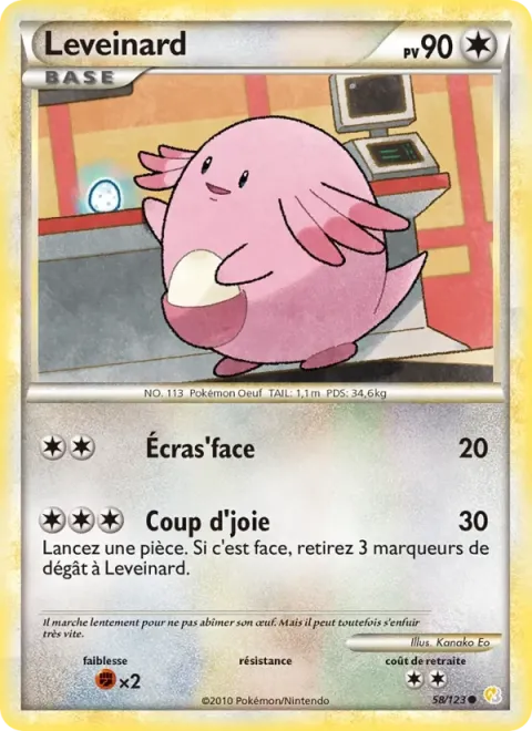 Carte Pokémon Leveinard 058/123, extension HeartGold SoulSilver