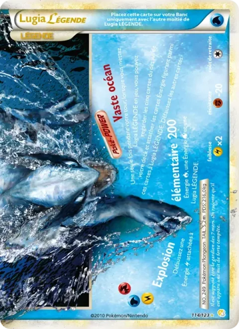 Carte Pokémon Lugia LÉGENDAIRE 114/123, extension HeartGold SoulSilver