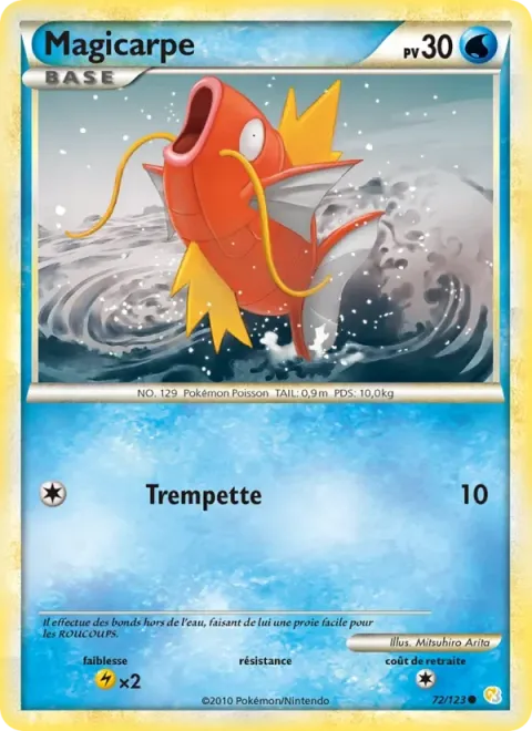 Carte Pokémon Magicarpe 072/123, extension HeartGold SoulSilver