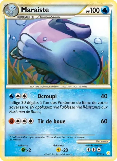 Carte Pokémon Maraiste 009/123, extension HeartGold SoulSilver