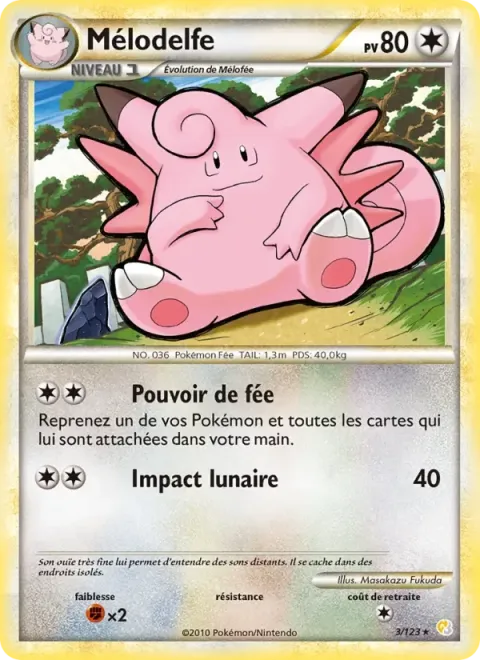 Carte Pokémon Mélodelfe 003/123, extension HeartGold SoulSilver