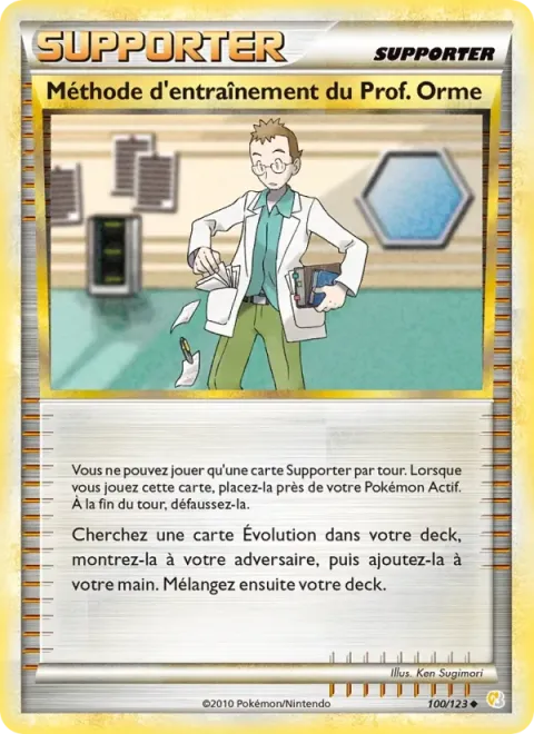 Carte Pokémon Méthode d’entraînement du Prof.Orme 100/123, extension HeartGold SoulSilver