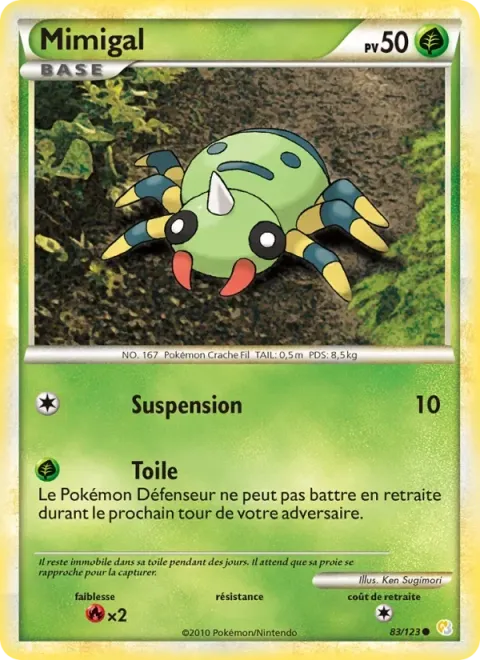 Carte Pokémon Mimigal 083/123, extension HeartGold SoulSilver