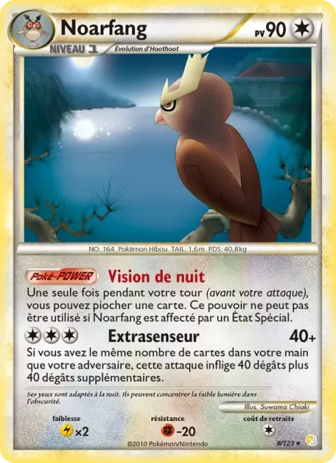 Carte Pokémon Noarfang 008/123, extension HeartGold SoulSilver