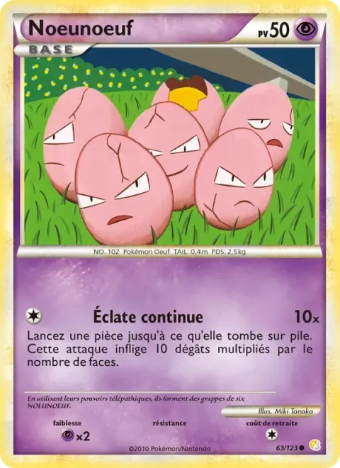 Carte Pokémon Noeunoeuf 063/123, extension HeartGold SoulSilver