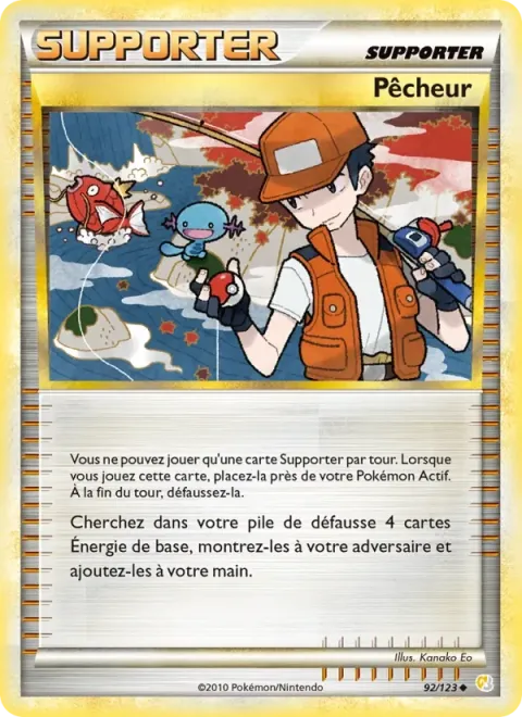 Carte Pokémon Pêcheur 092/123, extension HeartGold SoulSilver