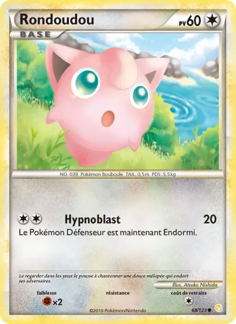 Carte Pokémon Rondoudou 068/123, extension HeartGold SoulSilver