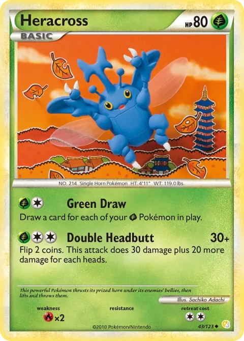 Carte Pokémon Scarhino 043/123, extension HeartGold SoulSilver
