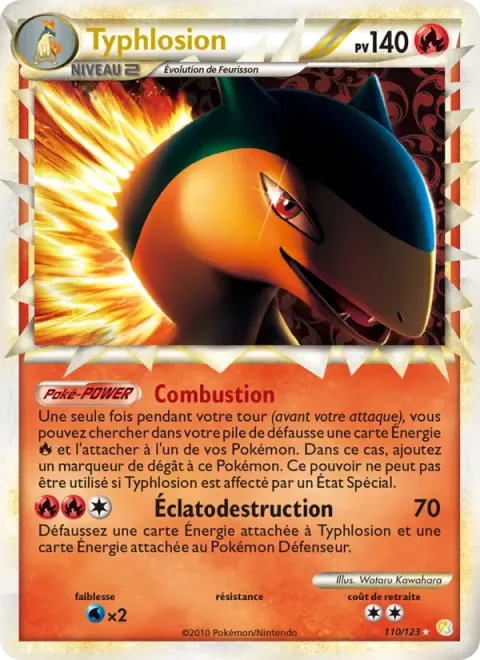 Carte Pokémon Typhlosion 110/123, extension HeartGold SoulSilver