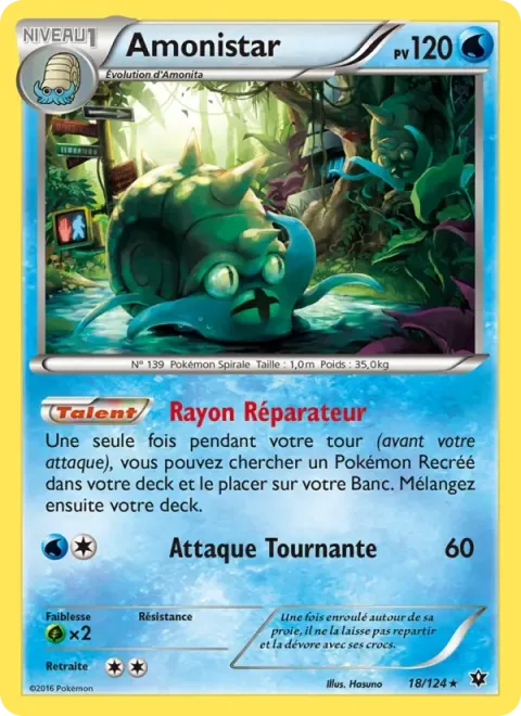 Carte Pokémon Amonistar 018/124, extension Impact des Destins
