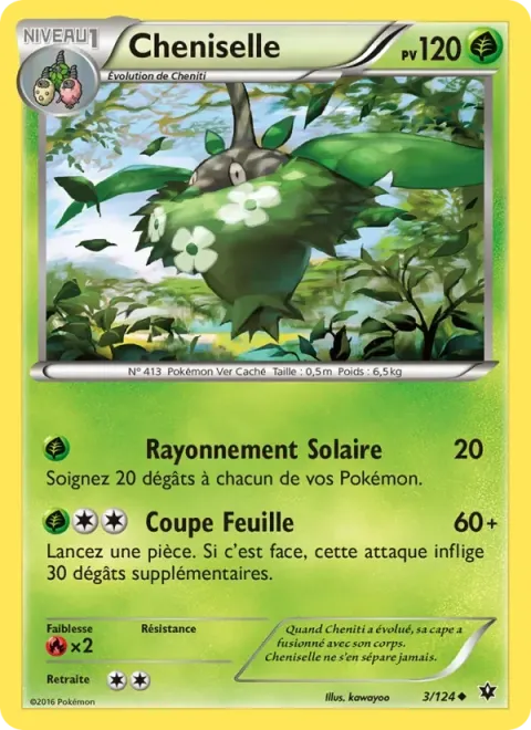 Carte Pokémon Cheniselle 003/124, extension Impact des Destins