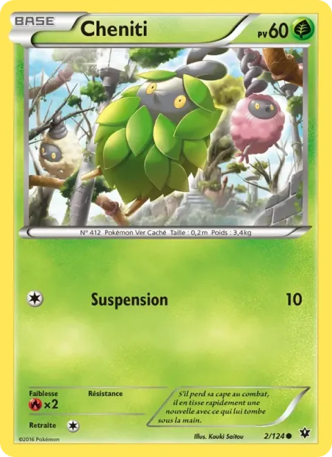 Carte Pokémon Cheniti 002/124, extension Impact des Destins