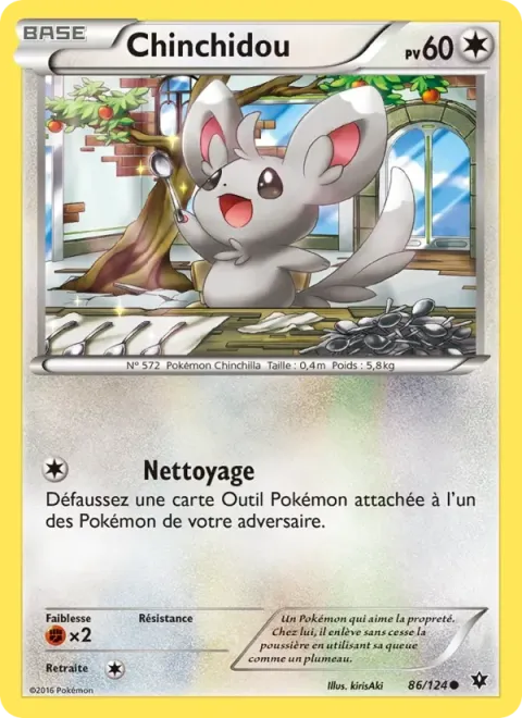 Carte Pokémon Chinchidou 086/124, extension Impact des Destins