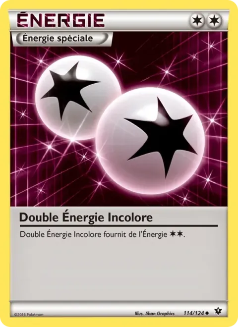 Carte Pokémon Double Énergie Incolore 114/124, extension Impact des Destins
