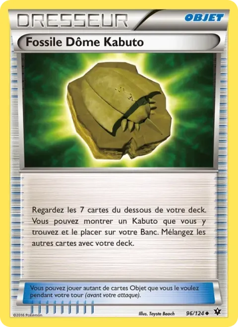 Carte Pokémon Fossile Dôme Kabuto 096/124, extension Impact des Destins