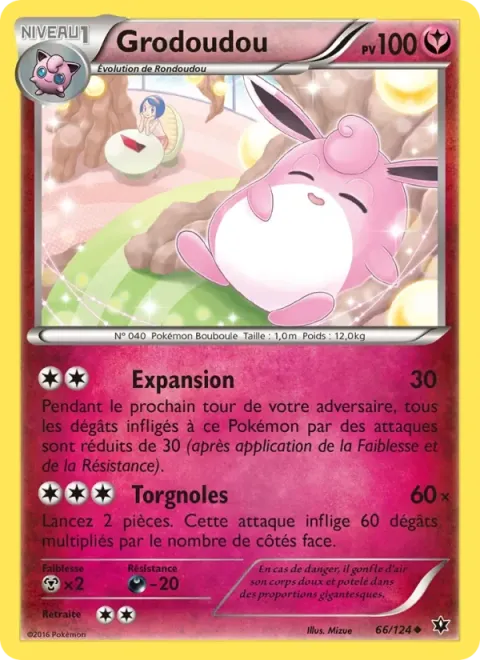 Carte Pokémon Grodoudou 066/124, extension Impact des Destins
