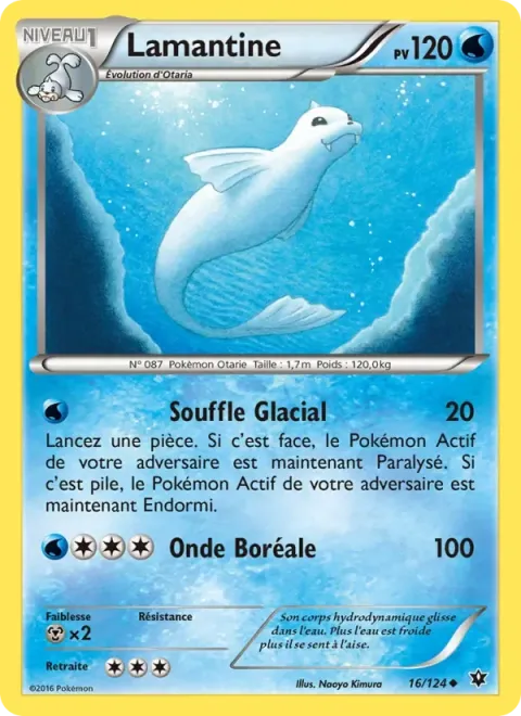 Carte Pokémon Lamantine 016/124, extension Impact des Destins