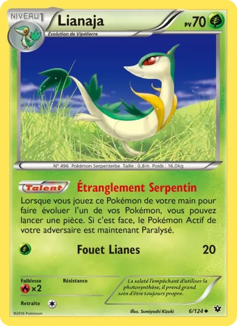 Carte Pokémon Lianaja 006/124, extension Impact des Destins