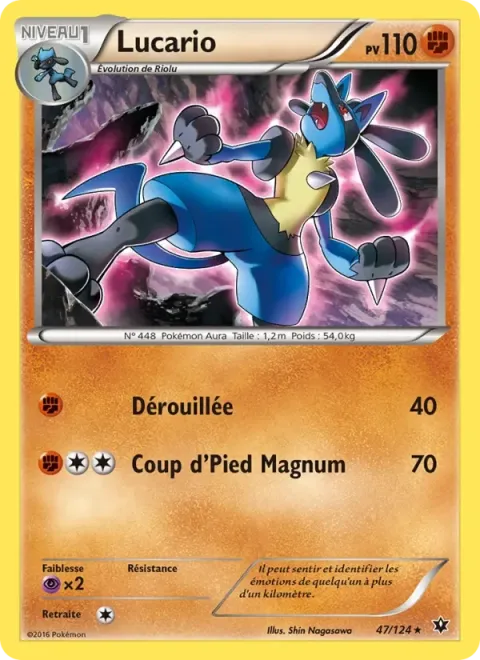 Carte Pokémon Lucario 047/124, extension Impact des Destins