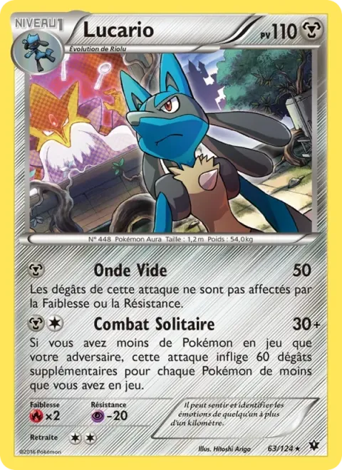 Carte Pokémon Lucario 063/124, extension Impact des Destins