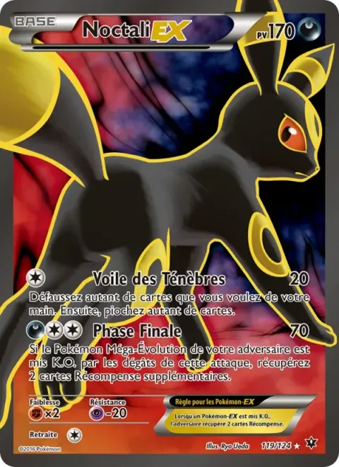 Carte Pokémon Noctali EX 119/124, extension Impact des Destins
