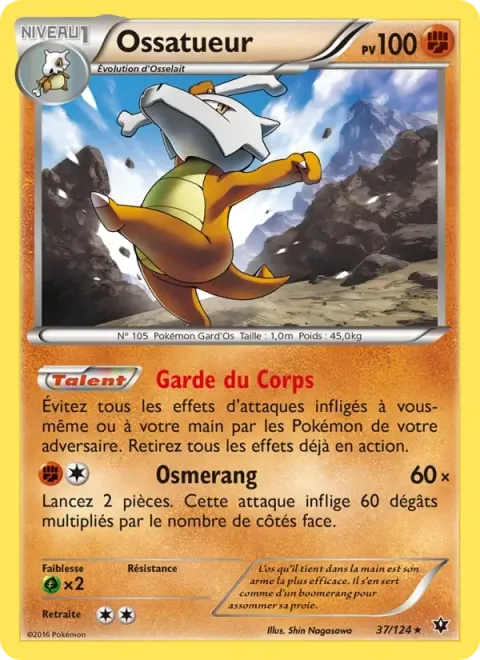 Carte Pokémon Ossatueur 037/124, extension Impact des Destins