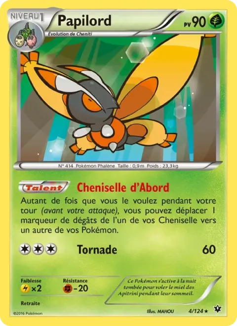 Carte Pokémon Papilord 004/124, extension Impact des Destins