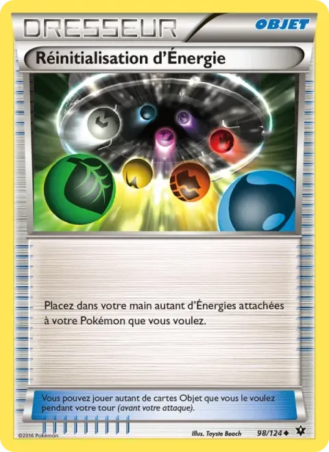 Carte Pokémon Réinitialisation d’Énergie 098/124, extension Impact des Destins