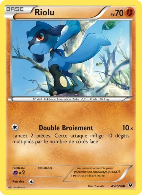 Carte Pokémon Riolu 045/124, extension Impact des Destins