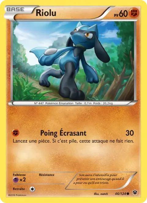 Carte Pokémon Riolu 046/124, extension Impact des Destins