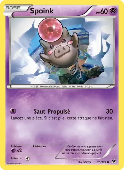 Carte Pokémon Spoink 030/124, extension Impact des Destins