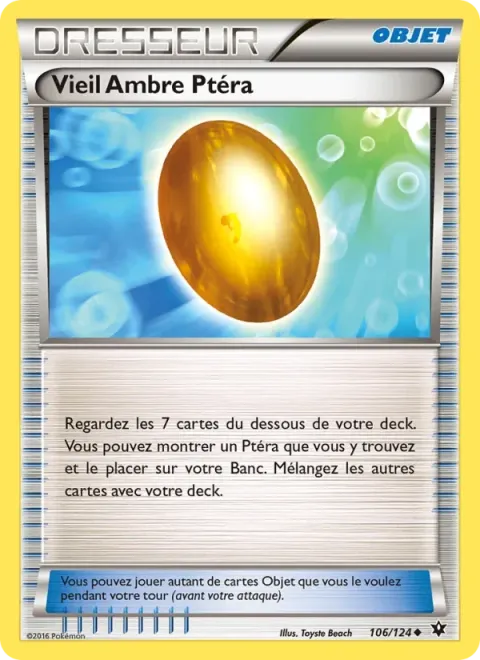 Carte Pokémon Vieil Ambre Ptéra 106/124, extension Impact des Destins