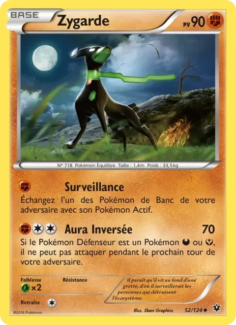 Carte Pokémon Zygarde 052/124, extension Impact des Destins