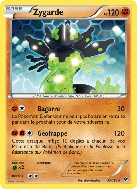 Carte Pokémon Zygarde 053/124, extension Impact des Destins