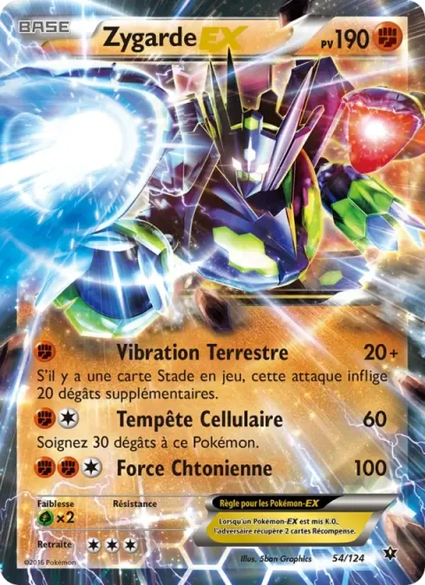 Carte Pokémon Zygarde EX 054/124, extension Impact des Destins