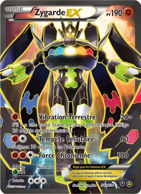 Carte Pokémon Zygarde EX 54A/124, extension Impact des Destins