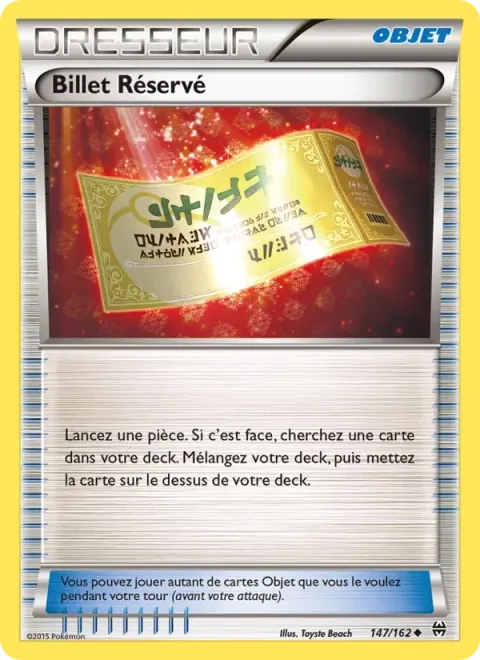 Carte Pokémon Billet Réservé 147/162, extension Impulsion Turbo