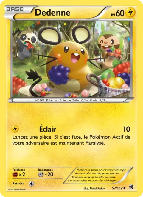 Carte Pokémon Dedenne 057/162, extension Impulsion Turbo